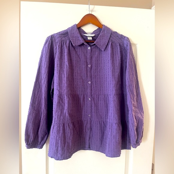 Christopher & Banks Lavender Button Down Blouse Women’s Size XL - Picture 1 of 13